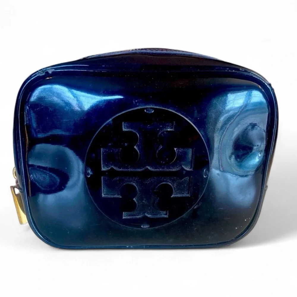 TORY BURCH Black Patent Cosmetic Case, GUC